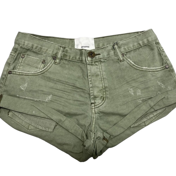 NEW ONE TEASPOON Shorts Super Khaki Size 28 Bandits Low Waist Denim Relaxed